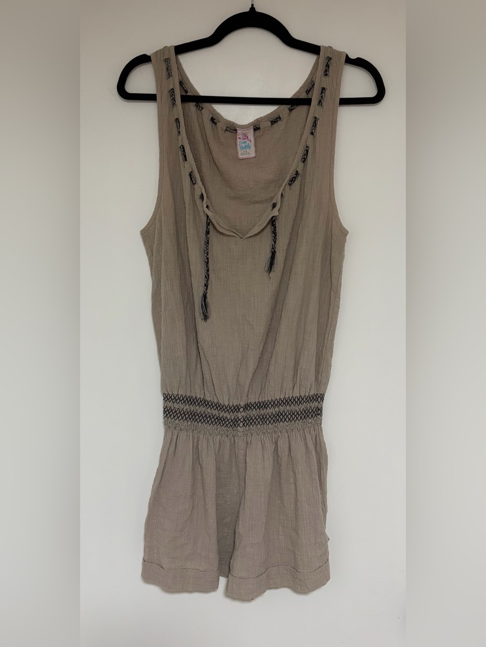 Free People Women’s Tan Cotton Sleeveless Shorts Romper Size Small